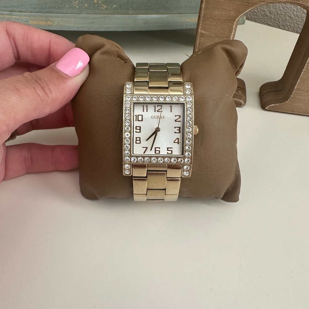 Vintage Guess Gold-Tone Watch with Crystal Accents